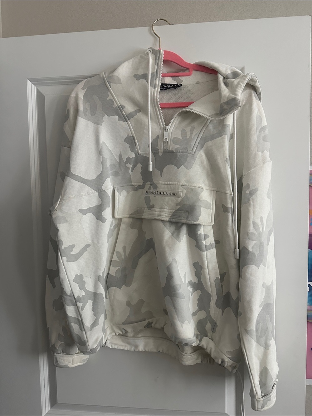 Unisex Dolce & Gabbana White Zip-Up Hoodie